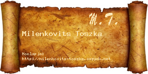 Milenkovits Toszka névjegykártya